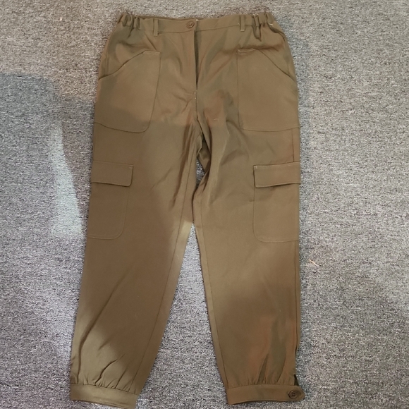 Max Studio Green and Brown Jogger Pants - Picture 1 of 7